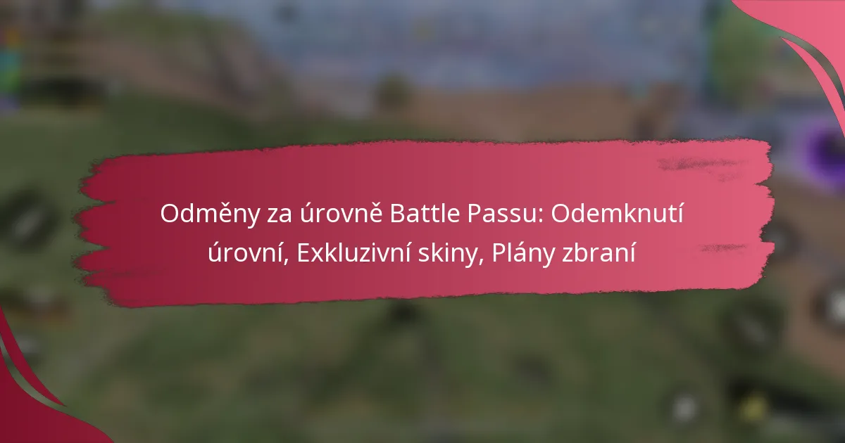 Odměny za úrovně Battle Passu: Odemknutí úrovní, Exkluzivní skiny, Plány zbraní