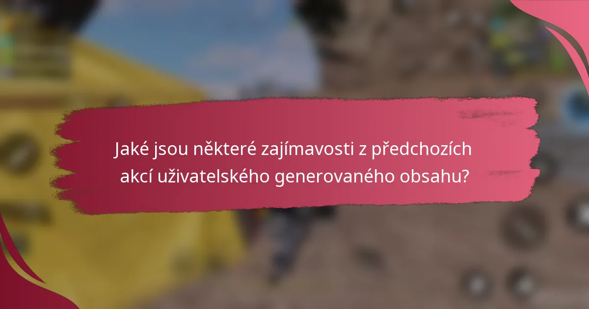 Jaké jsou některé zajímavosti z předchozích akcí uživatelského generovaného obsahu?